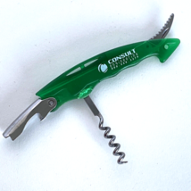 Consult Engineering Ad Green Plastic Stainless Bottle Opener Corkscrew K... - £7.90 GBP