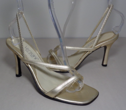 Versani Size 7.5 M Style 3021 Platinum Leather Heeled Sandals New Women&#39;s Shoes - £46.97 GBP