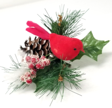 Winter Christmas Red Dove Figurine Foam Pine Cone Handmade Mid Century Imperfect - £15.19 GBP