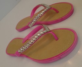 Jade Pink Sparkle Plastic  Flat Thong Sandals Sz 41 or US 10.5 - £14.21 GBP