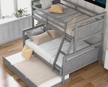 Merax Twin Over Full Bunk Bed with Ladder, Twin Size Trundle, Safety Gua... - $946.99
