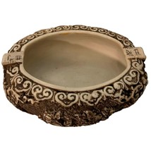 Vintage Asian Carved Resin Ashtray Bowl Floral Pattern 5.5&quot; Across - $17.99