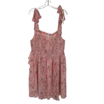 NWT Womens Plus Size 2X Arula Pink Floral Tie Strap Smocked Ruffle Accent Dress - £30.86 GBP