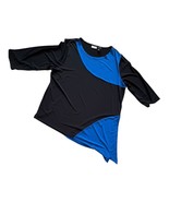 Chico&#39;s Top Women&#39;s Size XL (Chicos 3) Black Blue Color Pullover Asymetr... - €11,03 EUR