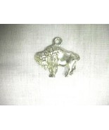 FULL BODY BUFFALO PROFILE CAST AMERICAN BISON PEWTER PENDANT ADJ NECKLACE - $19.64 CAD