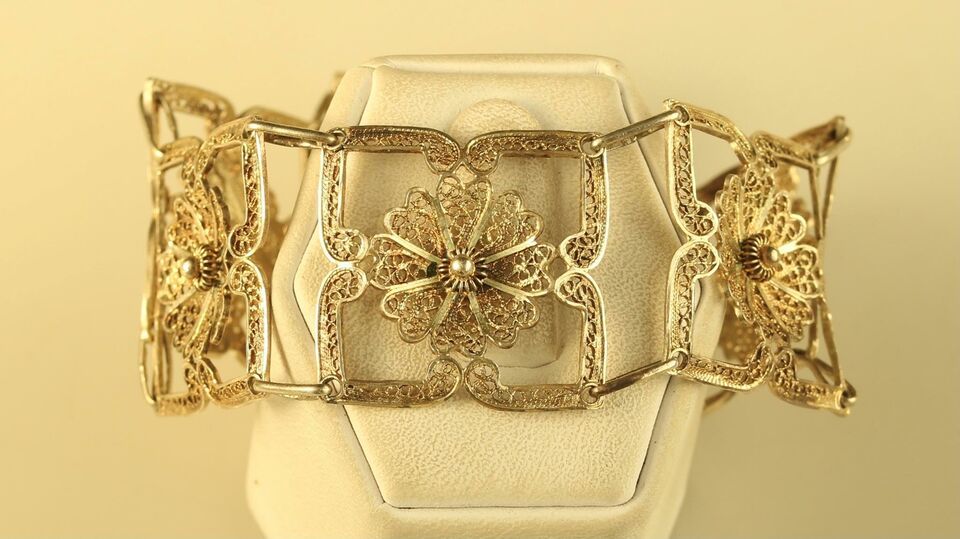 Primary image for Vintage Sterling Silver Flower Ornate Lacy Filigree Segment Bracelet