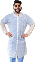 White Disposable Polypropylene Lab Coats XL /w Long Sleeves, Elastic Wrists - £9.70 GBP
