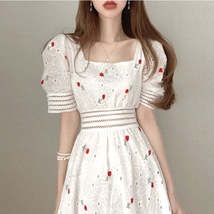  sleeve embroidery flower vintage elegant dress woman boho long square neck dresses for thumb200