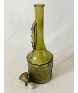 Rare Italian MCM Empoli Decanter Emerald Green Drum Base Bugle Neck 13.5... - $40.95 CAD