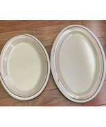 2 Prolon Melamine Oval Serving Platters MCM Vintage Beige Brown Orange S... - £17.12 GBP