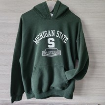 Gildan Vtg Michigan State Spartans Sweatshirt Men L Heavy Hoodie Green Spell Out - £21.56 GBP