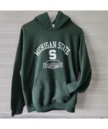 Gildan Vtg Michigan State Spartans Sweatshirt Men L Heavy Hoodie Green S... - £21.62 GBP
