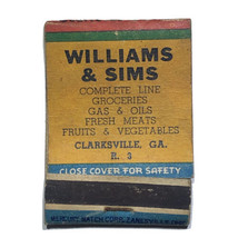 Williams &amp; Sims Clarksville Georgia Grocery Restaurant Matchbook Cover M... - $6.95