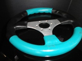 Dino Teal &amp; Black Marine Steering Wheel with Polished Spokes 13.5&quot; Diame... - €168,56 EUR