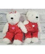 Hallmark Plush Blushing Bears White Red Dressed 9 Inch Kids Gift Toy Easter - £12.29 GBP