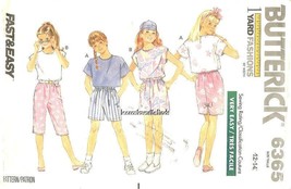Butterick 6365 Girls Top, Shorts, Skirt &amp; Pants Pattern Size 12-14 UNCUT FF - £6.76 GBP