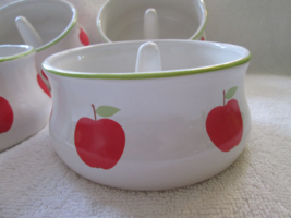 Four 4 1/2&quot; apple bakers, ceramic, red apple design 2&quot; tall - $25.00