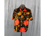 Vintage Hawaiian Shirt - Black and Gold Floral Pattern Haleaka Fashion -... - $75.00