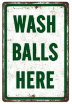 Golf &quot;Wash Balls Here&quot; Vintage Novelty Metal Sign 12&quot; x 8&quot; Wall Art - £7.03 GBP