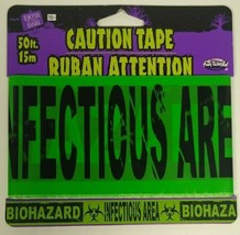 Fun World Green Black Biohazard Infectious Area Tape 50ft Halloween Decoration - £7.07 GBP