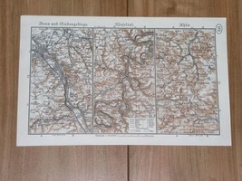 1938 Vintage Map Of Vicinity Of Bonn Siebengebirge Moselle Valley Germany - £13.41 GBP