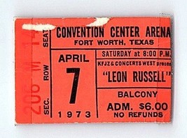 Biglietto Del Concerto Di Leon Russell 7 Aprile 1973 Fort Worth Texas - $58.99