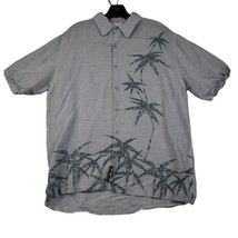 Cubavera Shirt Mens L Green Linen Hawaiian Beach Button Up Casual - £19.76 GBP