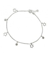 925 Sterling Silver 9&quot;-10&quot; Star Charm Ankle Bracelet Anklet - dangling s... - £22.01 GBP