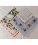2 Vintage Jean d&#39;orly Paris Cotton Handkerchiefs Foral Women&#39;s 12 in Square - $113.09 MXN