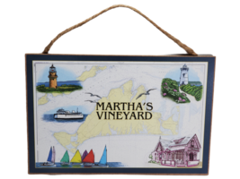 Martha&#39;s Vineyard Love &amp; Laughter Wooden Signs 7&quot; x 10.5&quot; Expression Factory USA - £10.32 GBP