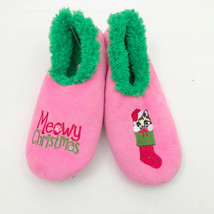 Snoozies Women&#39;s Meowy Christmas Slippers Medium 7/8 Pink - $12.86