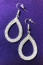 Zircon Hoop Dangling Earrings Silver - £9.22 GBP