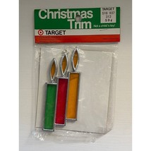Vintage Target Christmas Trim Stained Glass Candle Trio Ornament NOS Sealed - £9.28 GBP