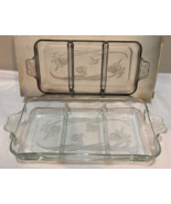 Crystal Glass Serving Dish Relish Tray 3 Part Etched Printemps Essential... - £15.54 GBP