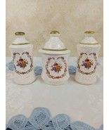 Vintage Handmade Ceramic Salt Pepper &amp; Sugar Dish Cross-stitch Floral De... - £14.58 GBP