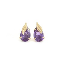 Estate Purple Amethyst Teardrop Gemstone Stud Earrings 10K Yellow Gold, ... - £235.76 GBP