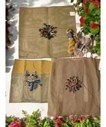 Lot of 3 Floral &amp; Kitten Cat Cross Stitch Canvases Started Unfinished Bu... - $48.53 CAD