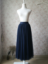 NAVY BLUE High Waisted Tulle Maxi Skirt Plus Size Bridesmaid Floor Length Skirt image 2