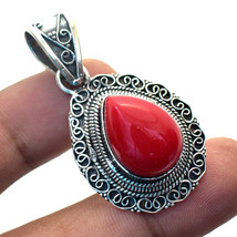Red Coral Vintage Style Gemstone Handmade Ethnic Pendant Jewelry 1.90" SA 1461 - £6.00 GBP