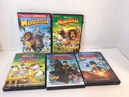 Lot of 5 Dreamworks DVDs Madagascar 1 &amp; 2 The Penguins Of Mad Book Of Dragons - £11.85 GBP