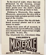 1923 Musterole Cough Remedy Advertisement Medical Ephemera 4.75 x 2.5&quot; - £9.20 GBP