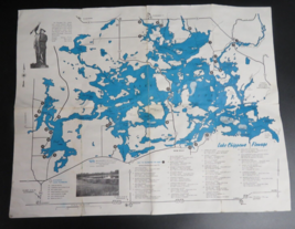 Vintage Lake Chippewa Wisconsin Map Fishing Hayward Lakes - $29.65