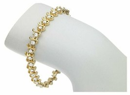 Crystals By Swarovski  S Link Tennis Bracelet 14K Gold Overlay 7.5 Inch New - $44.50