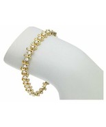 Crystals By Swarovski  S Link Tennis Bracelet 14K Gold Overlay 7.5 Inch New - £34.84 GBP