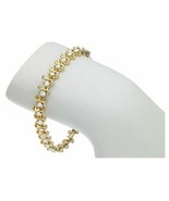 Crystals By Swarovski  S Link Tennis Bracelet 14K Gold Overlay 7.5 Inch New - $59.53 CAD
