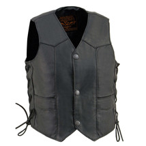 Kids&#39; Motorcycle Vest Black Classic Side Lace Leather Vest SH2011L - $736.95 MXN+