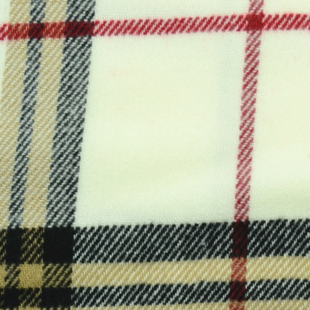 White - Check Plaid Unisex 100% CASHMERE Warm Tartan Scarf Wool 72"x12