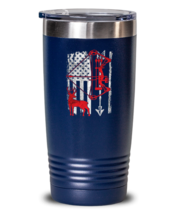 Hunting Tumbler Hunting Bow Deer American Flag Blue-T-20oz  - $28.95