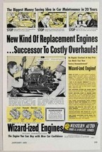 1952 Print Ad Wizard-ized Engines Western Auto Stores Mechanic Working - £9.58 GBP
