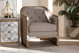 Colandra Grey-Beige Fabric Whitewashed Oak Wood Armchair w/Metal Accents - $9,929.86 MXN